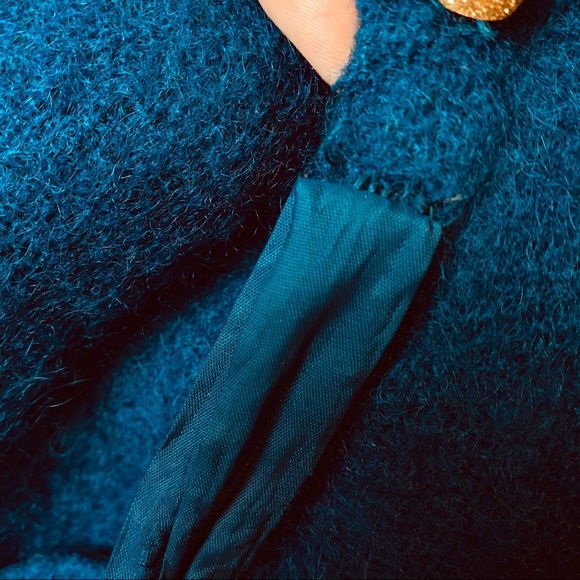 Vintage 80's Pauline Trigere Wool Mohair Coat Blue - Picture 13 of 16